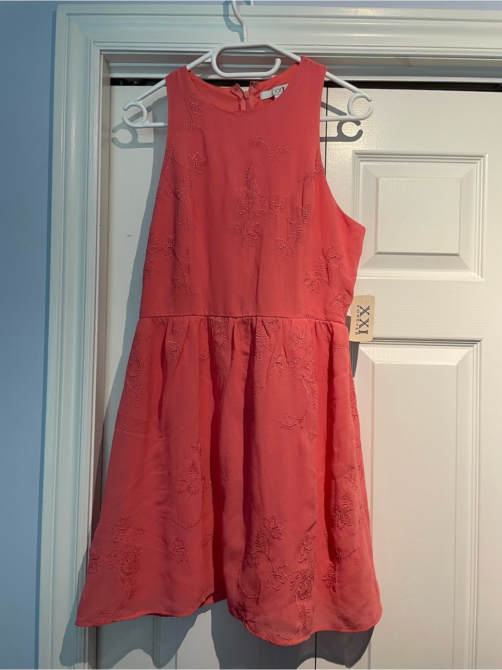 Forever 21 Coral Embroidered Sleeveless dress